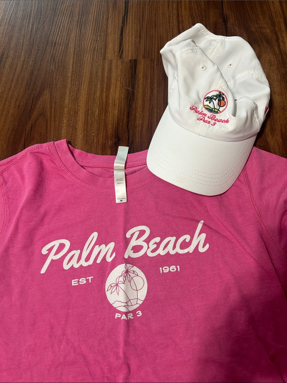 Hanes Pink Palm Beach Graphic Tee with White Script